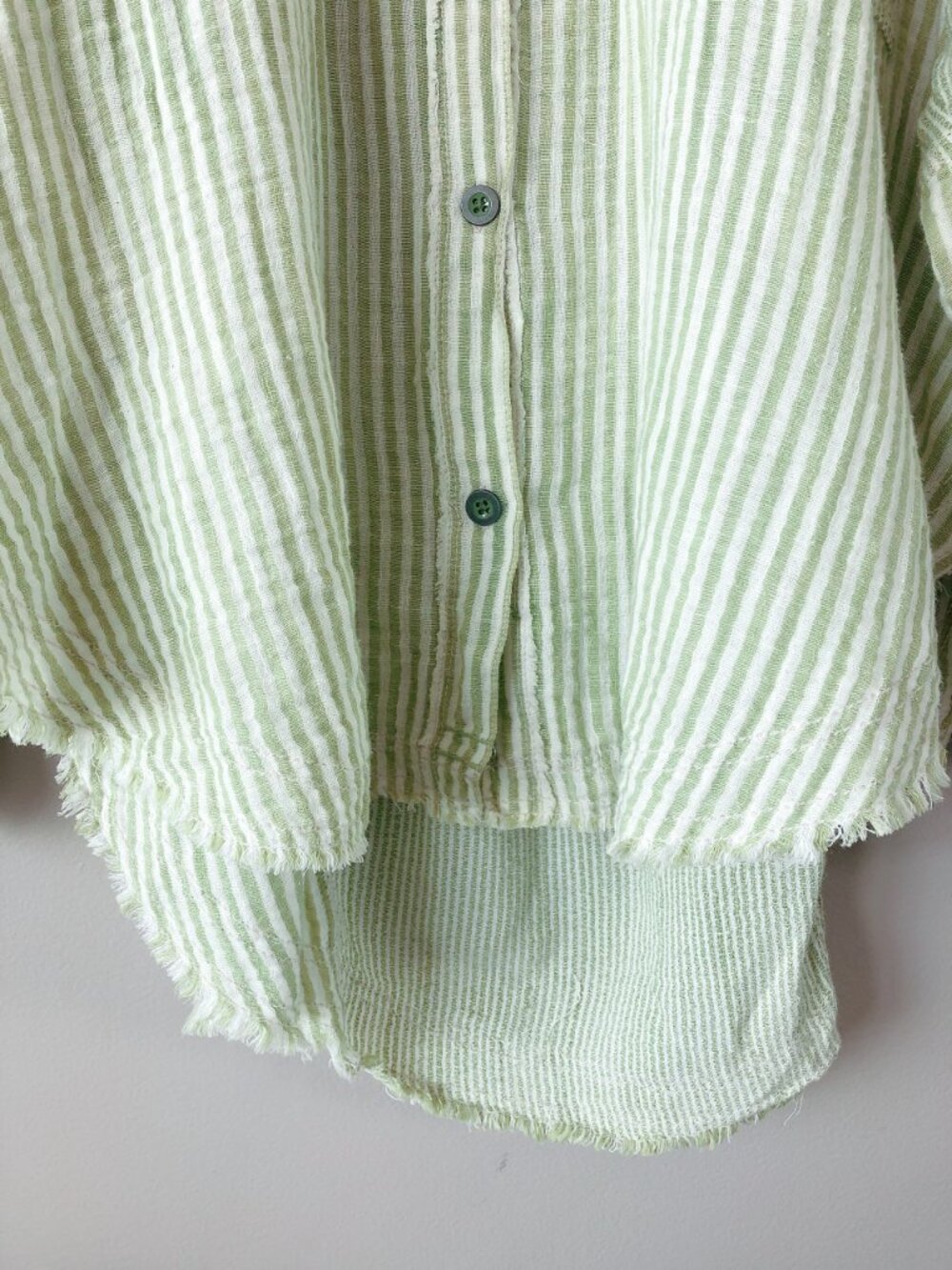 Free People Sage green striped shirt medium oversized top lightweight top - Picture 6 of 15
